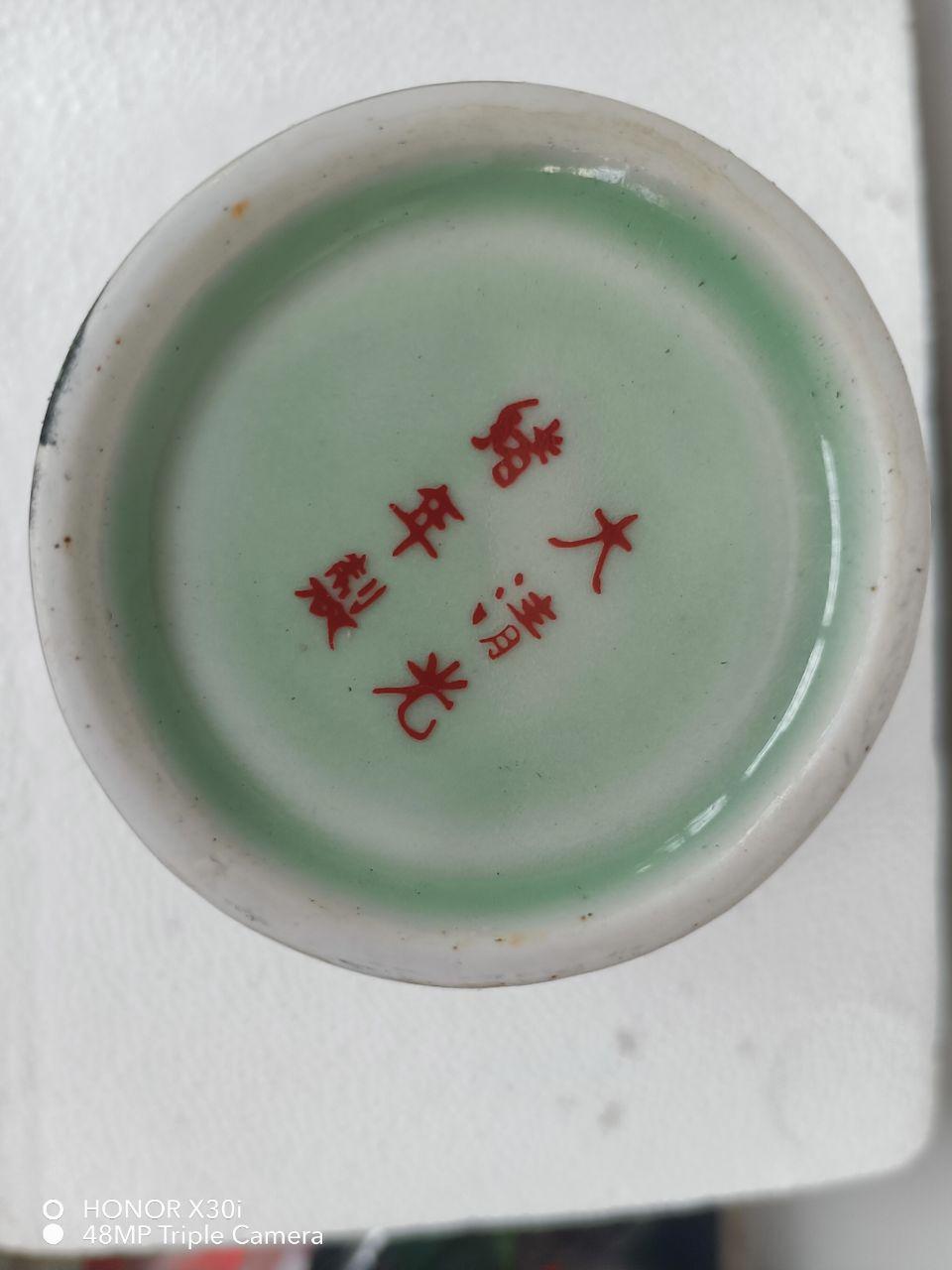 豆青釉粉彩九子献寿纹梅瓶